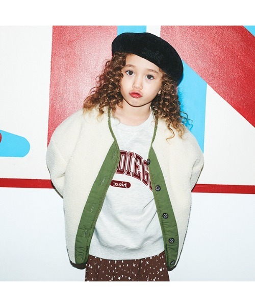 X-girl Stages（エックスガールステージス）の「カレッジロゴトレーナー（スウェット・キッズ・ネイビー/アイボリー/トップグレー・110cm/100cm/120cm/80ｃｍ/90cm/130cm/140cm）」の22枚目の写真