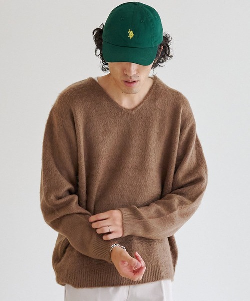 CPCM(シーピーシーエム)の「カラーニットVネックプルオーバー(ニット/セーター・メンズ・サックスブルー/マスタード/ベージュ/グリーン/チャコールグレー・FREE)」の2枚目の写真