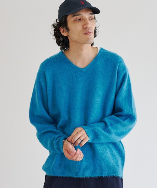 CPCM(シーピーシーエム)の「カラーニットVネックプルオーバー(ニット/セーター・メンズ・サックスブルー/マスタード/ベージュ/グリーン/チャコールグレー・FREE)」の4枚目の写真