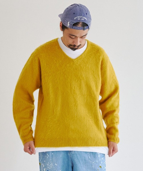 CPCM(シーピーシーエム)の「カラーニットVネックプルオーバー(ニット/セーター・メンズ・サックスブルー/マスタード/ベージュ/グリーン/チャコールグレー・FREE)」の5枚目の写真