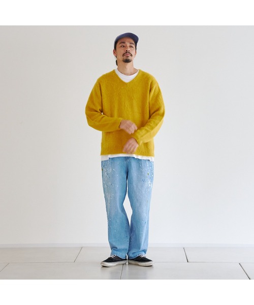 CPCM(シーピーシーエム)の「カラーニットVネックプルオーバー(ニット/セーター・メンズ・サックスブルー/マスタード/ベージュ/グリーン/チャコールグレー・FREE)」の17枚目の写真