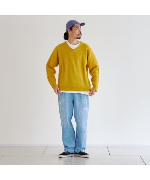 CPCM(シーピーシーエム)の「カラーニットVネックプルオーバー(ニット/セーター・メンズ・サックスブルー/マスタード/ベージュ/グリーン/チャコールグレー・FREE)」の19枚目の写真
