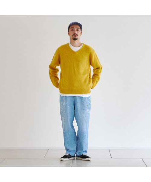 CPCM(シーピーシーエム)の「カラーニットVネックプルオーバー(ニット/セーター・メンズ・サックスブルー/マスタード/ベージュ/グリーン/チャコールグレー・FREE)」の20枚目の写真
