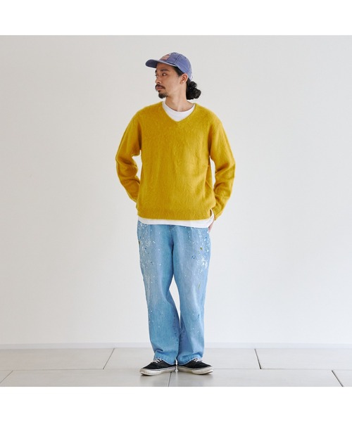 CPCM(シーピーシーエム)の「カラーニットVネックプルオーバー(ニット/セーター・メンズ・サックスブルー/マスタード/ベージュ/グリーン/チャコールグレー・FREE)」の21枚目の写真
