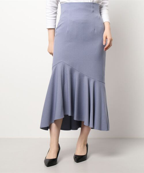 Cheek（チーク）の「【日本製】アシメヘムマーメイドスカート（スカート・レディース・グレイッシュベージュ/ブルー/ダークブラウン・MEDIUM）」の15枚目の写真