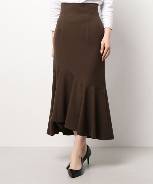 Cheek（チーク）の「【日本製】アシメヘムマーメイドスカート（スカート・レディース・グレイッシュベージュ/ブルー/ダークブラウン・MEDIUM）」の17枚目の写真