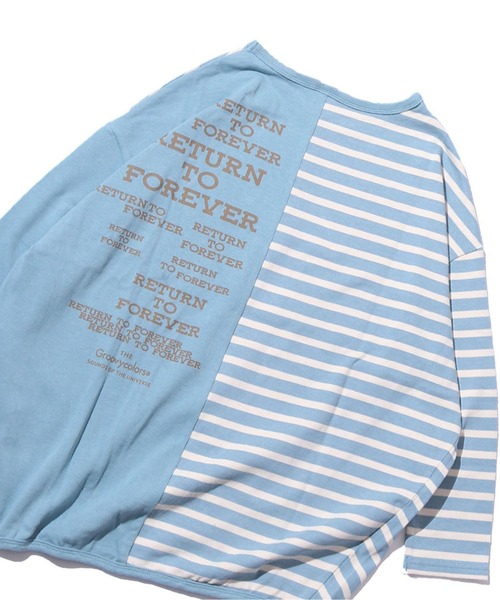 GROOVY COLORS（グルービーカラーズ）の「GROOVY COLORS/グルービーカラーズ テンジクボーダー BALLOON TEE バルーン ボーダーTシャツ オーバーサイズ（Tシャツ/カットソー・キッズ・ホワイト×ブラック/ブルー系その他・140/130）」の22枚目の写真