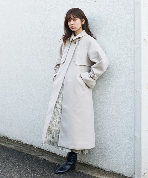 natural couture(ナチュラルクチュール)の「【WEB限定カラー有り】スタンドカラー2WAYおしゃれコート(チェスターコート・レディース・ライトグレー/グリーン/その他2/チャコールグレー/その他1/グレイッシュベージュ・FREE)」の4枚目の写真