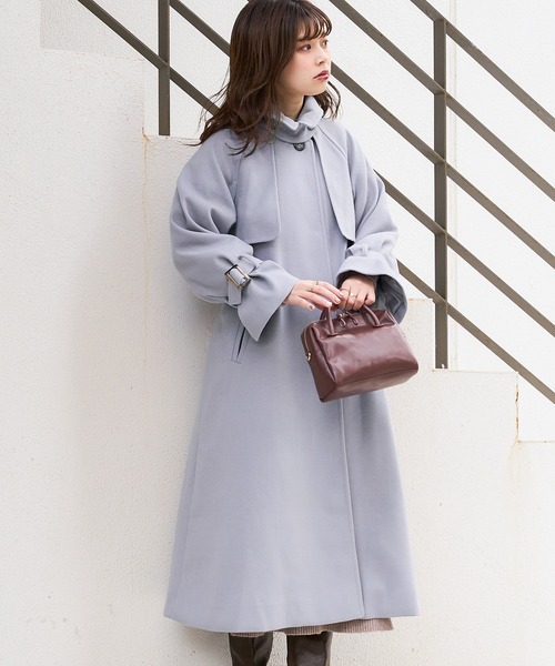 natural couture(ナチュラルクチュール)の「【WEB限定カラー有り】スタンドカラー2WAYおしゃれコート(チェスターコート・レディース・ライトグレー/グリーン/その他2/チャコールグレー/その他1/グレイッシュベージュ・FREE)」の3枚目の写真