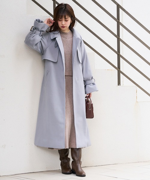 natural couture(ナチュラルクチュール)の「【WEB限定カラー有り】スタンドカラー2WAYおしゃれコート(チェスターコート・レディース・ライトグレー/グリーン/その他2/チャコールグレー/その他1/グレイッシュベージュ・FREE)」の12枚目の写真