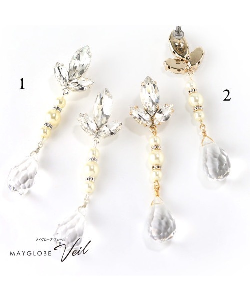 MAYGLOBE（メイグローブ）の「ビジューxアクリルパールロングピアス（ピアス（両耳用）・レディース・ホワイト×シルバー/ホワイト×ゴールド・FREE）」の8枚目の写真