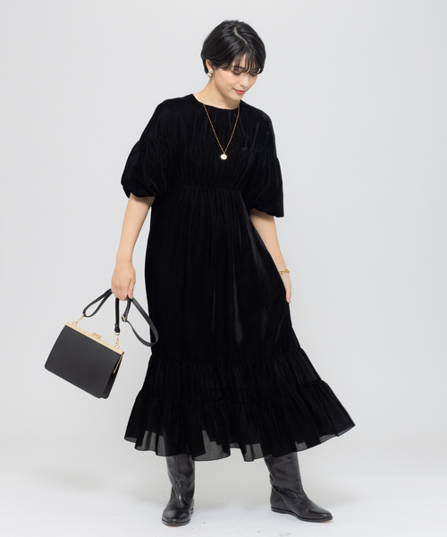 Rouge vif(ルージュヴィフ)の「ベルベットワンピース(ワンピース・レディース・ブラック・フリー)」の3枚目の写真