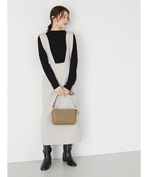 Green　Parks（グリーンパークス）の「圧縮風Iラインワンピース＊（ワンピース・レディース・チャコールグレー/ホワイト系その他・FREE）」の12枚目の写真