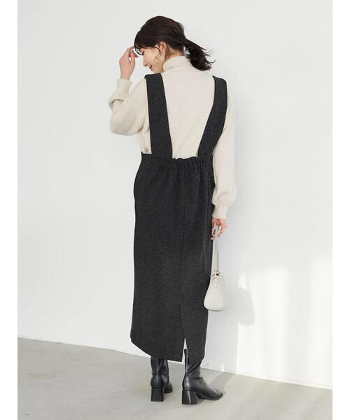 Green　Parks（グリーンパークス）の「圧縮風Iラインワンピース＊（ワンピース・レディース・チャコールグレー/ホワイト系その他・FREE）」の6枚目の写真