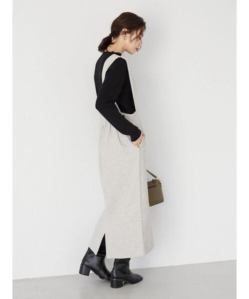 Green　Parks（グリーンパークス）の「圧縮風Iラインワンピース＊（ワンピース・レディース・チャコールグレー/ホワイト系その他・FREE）」の10枚目の写真