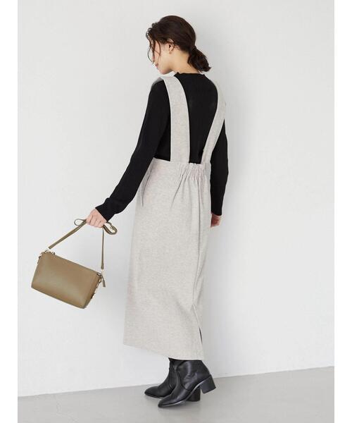 Green　Parks（グリーンパークス）の「圧縮風Iラインワンピース＊（ワンピース・レディース・チャコールグレー/ホワイト系その他・FREE）」の11枚目の写真