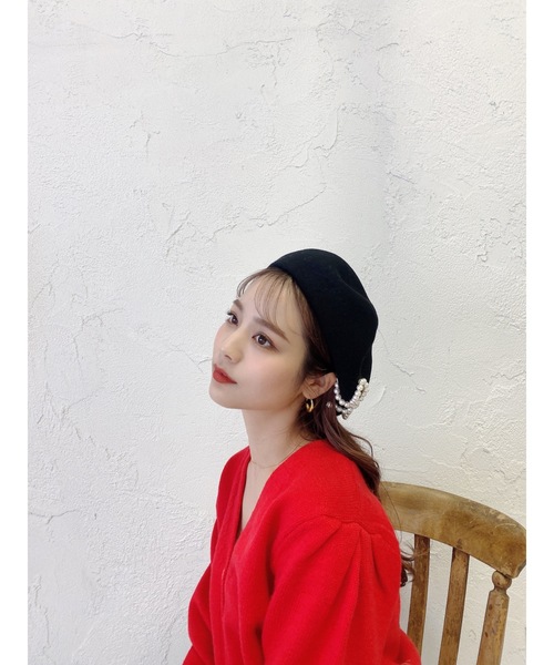 JUMELLE（ジュメロ）の「パールリボンベレー帽（ハンチング/ベレー帽・レディース・ブラック・FREE）」の13枚目の写真