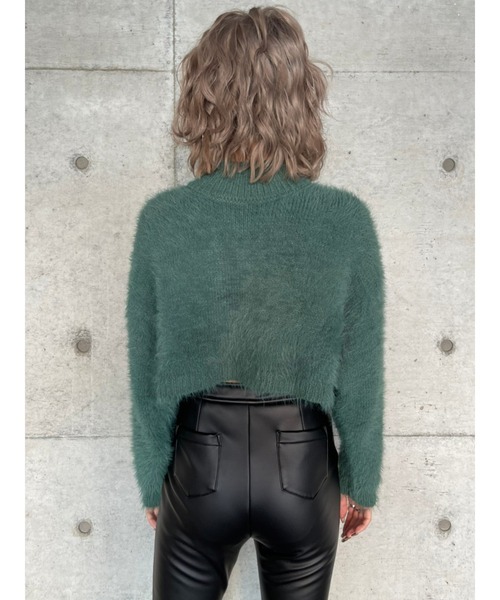 EGOIST（エゴイスト）の「ショートフェザーヤーンニットトップス（ニット/セーター・レディース・ホワイト/ブラック/グリーン・FREE）」の12枚目の写真