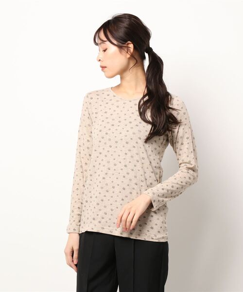 Samansa Mos2（サマンサ モスモス）の「ベア天竺雪柄クルーネックカットソー（Tシャツ/カットソー・レディース・ブラック/ベージュ/グレー/ミント・ﾌﾘ-）」の4枚目の写真