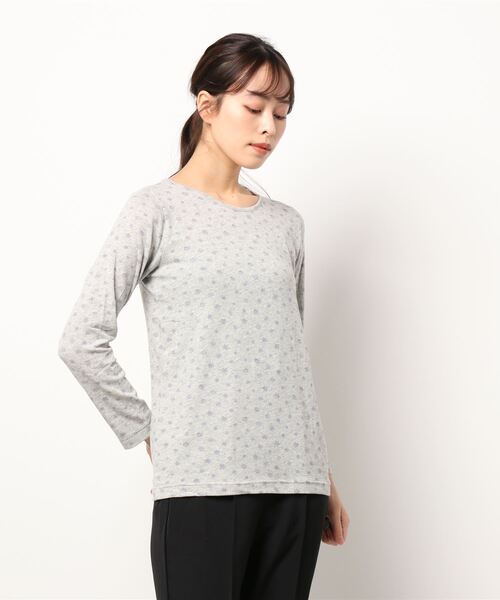 Samansa Mos2（サマンサ モスモス）の「ベア天竺雪柄クルーネックカットソー（Tシャツ/カットソー・レディース・ブラック/ベージュ/グレー/ミント・ﾌﾘ-）」の3枚目の写真