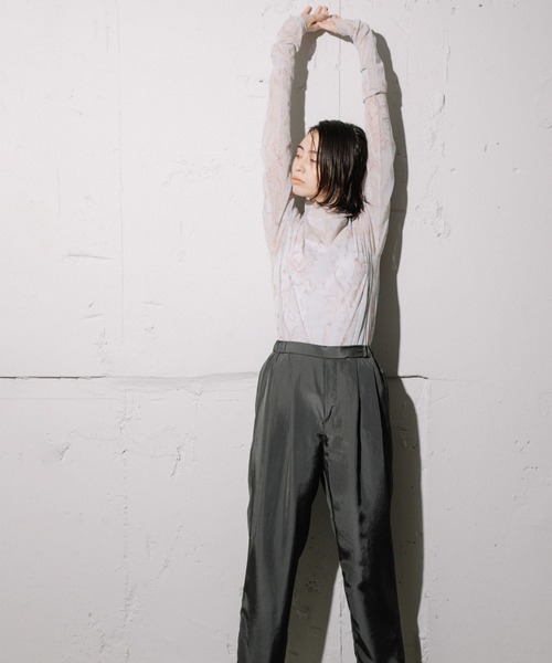 MARECHAL TERRE（マルシャルテル）の「パターンメッシュチュールトップス（Tシャツ/カットソー・レディース・サックスブルー/イエロー/グリーン/モカ・MEDIUM）」の17枚目の写真