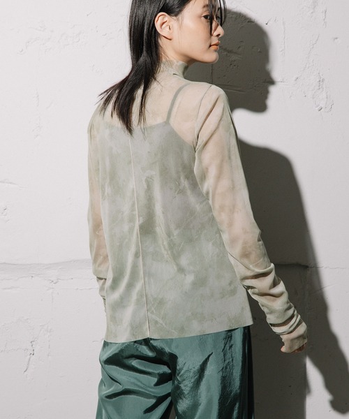 MARECHAL TERRE（マルシャルテル）の「パターンメッシュチュールトップス（Tシャツ/カットソー・レディース・サックスブルー/イエロー/グリーン/モカ・MEDIUM）」の19枚目の写真