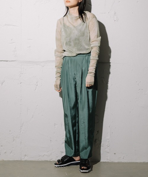 MARECHAL TERRE（マルシャルテル）の「パターンメッシュチュールトップス（Tシャツ/カットソー・レディース・サックスブルー/イエロー/グリーン/モカ・MEDIUM）」の21枚目の写真