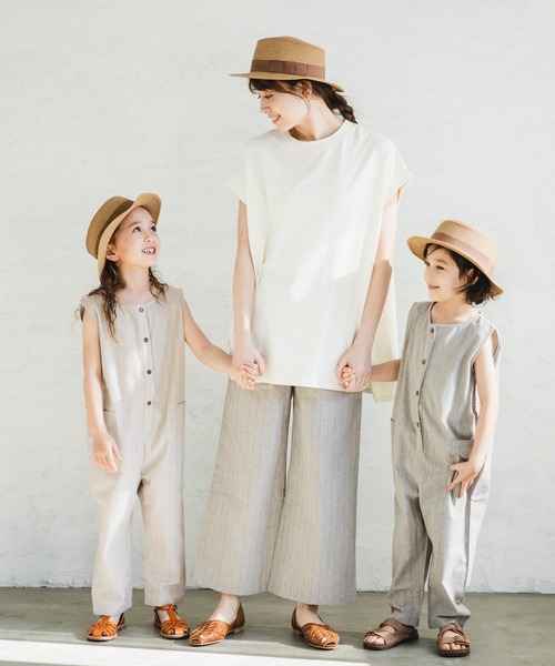 pairmanon(ペアマノン)の「ユニセックス総柄ノースリーブサロペット(サロペット/オーバーオール・キッズ・グレイッシュベージュ/ベージュ/ネイビー/レッド系その他4/ブルー系その他2・130/140/150/120/90/110/100)」の11枚目の写真