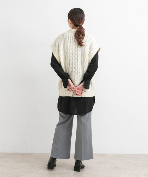 KBF（ケイビーエフ）の「2WAYケーブルルーズニット（ニット/セーター・レディース・ライトベージュ/オフホワイト/ライトブルー・ONE）」の9枚目の写真