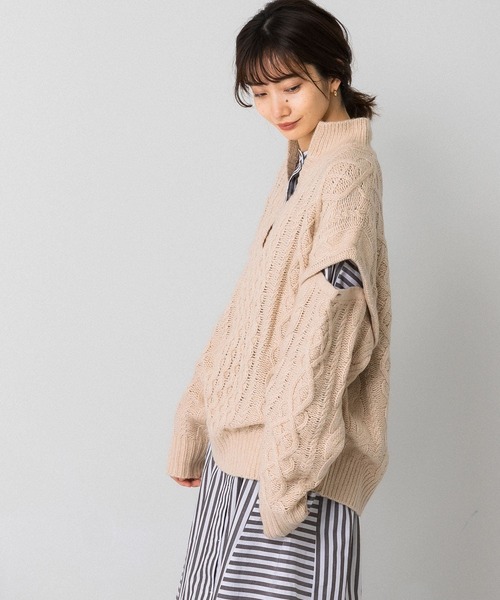 KBF（ケイビーエフ）の「2WAYケーブルルーズニット（ニット/セーター・レディース・ライトベージュ/オフホワイト/ライトブルー・ONE）」の12枚目の写真