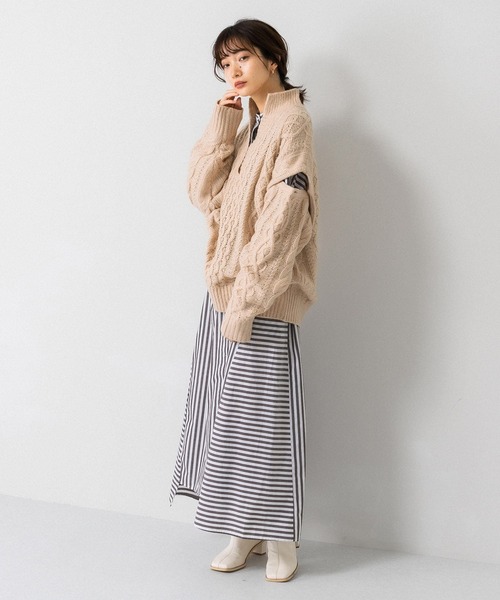 KBF（ケイビーエフ）の「2WAYケーブルルーズニット（ニット/セーター・レディース・ライトベージュ/オフホワイト/ライトブルー・ONE）」の15枚目の写真