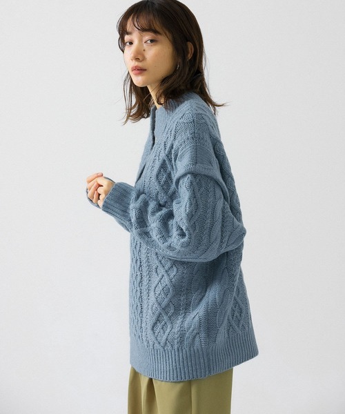 KBF（ケイビーエフ）の「2WAYケーブルルーズニット（ニット/セーター・レディース・ライトベージュ/オフホワイト/ライトブルー・ONE）」の18枚目の写真