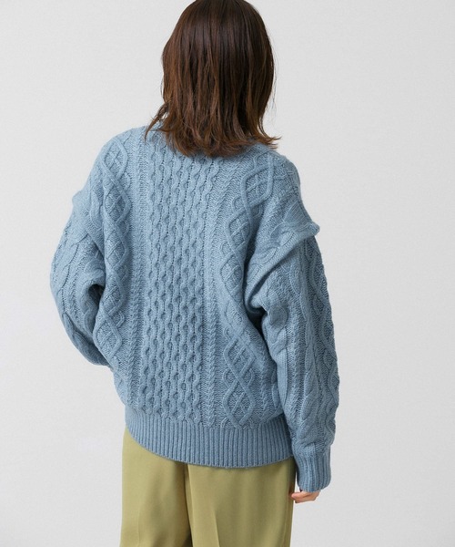 KBF（ケイビーエフ）の「2WAYケーブルルーズニット（ニット/セーター・レディース・ライトベージュ/オフホワイト/ライトブルー・ONE）」の19枚目の写真