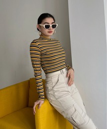 Avvenente | 【Avvenente】マルチボーダーロングTシャツ(Tシャツ/カットソー)