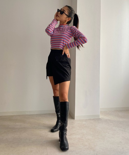 Avvenente（アベネンテ）の「【Avvenente】マルチボーダーロングTシャツ（Tシャツ/カットソー・レディース・ピンク/イエロー/ブルー・FREE）」の6枚目の写真