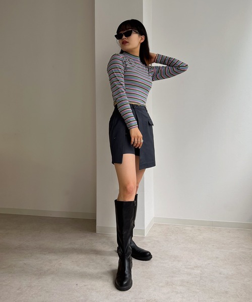 Avvenente（アベネンテ）の「【Avvenente】マルチボーダーロングTシャツ（Tシャツ/カットソー・レディース・ピンク/イエロー/ブルー・FREE）」の13枚目の写真