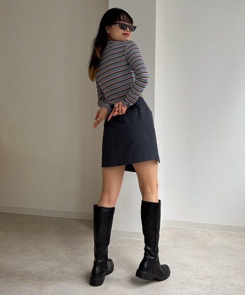 Avvenente（アベネンテ）の「【Avvenente】マルチボーダーロングTシャツ（Tシャツ/カットソー・レディース・ピンク/イエロー/ブルー・FREE）」の14枚目の写真