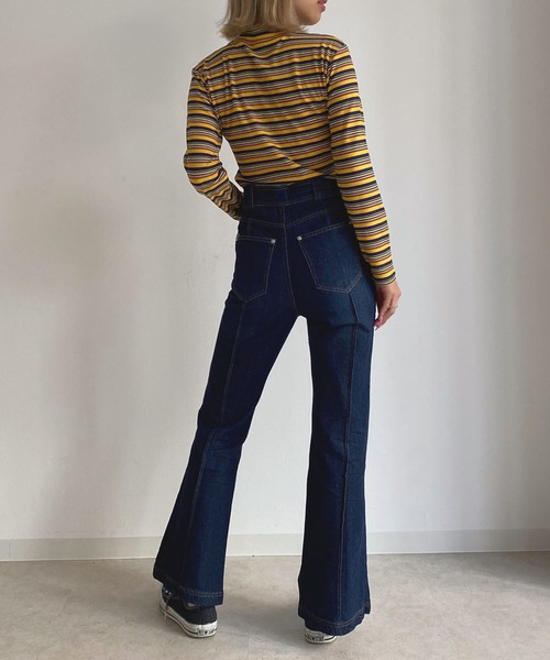 Avvenente（アベネンテ）の「【Avvenente】マルチボーダーロングTシャツ（Tシャツ/カットソー・レディース・ピンク/イエロー/ブルー・FREE）」の11枚目の写真