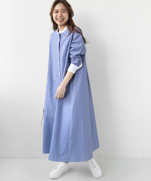 JOURNAL STANDARD relume（ジャーナルスタンダード　レリューム）の「《追加》タイプライタークレリックフレアワンピース◆（シャツワンピース・レディース・レッド/ブルー・FREE）」の7枚目の写真