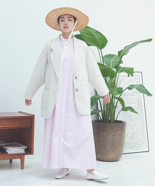 Libra Cue（リブラ キュー）の「ストライプボリュームワンピース（ワンピース・レディース・ピンク/ブルー・FREE）」の2枚目の写真