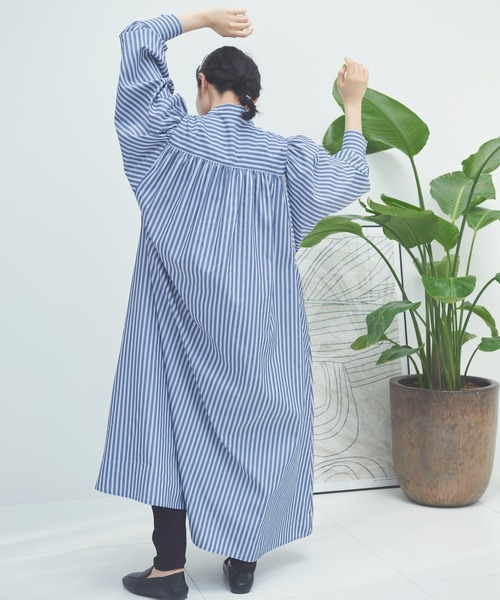 Libra Cue（リブラ キュー）の「ストライプボリュームワンピース（ワンピース・レディース・ピンク/ブルー・FREE）」の5枚目の写真