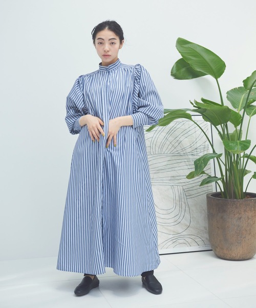 Libra Cue（リブラ キュー）の「ストライプボリュームワンピース（ワンピース・レディース・ピンク/ブルー・FREE）」の3枚目の写真