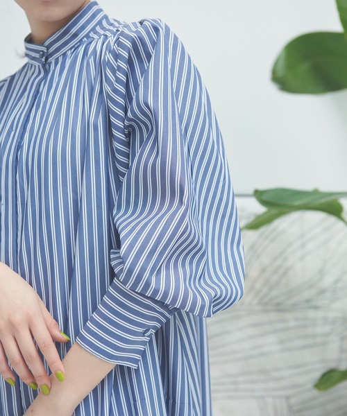 Libra Cue（リブラ キュー）の「ストライプボリュームワンピース（ワンピース・レディース・ピンク/ブルー・FREE）」の12枚目の写真