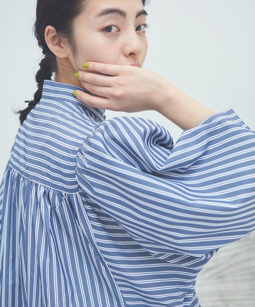 Libra Cue（リブラ キュー）の「ストライプボリュームワンピース（ワンピース・レディース・ピンク/ブルー・FREE）」の13枚目の写真