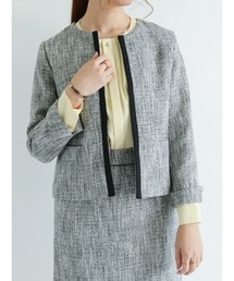 Te chichi | 杢ツイードノーカラージャケット(ノーカラージャケット)