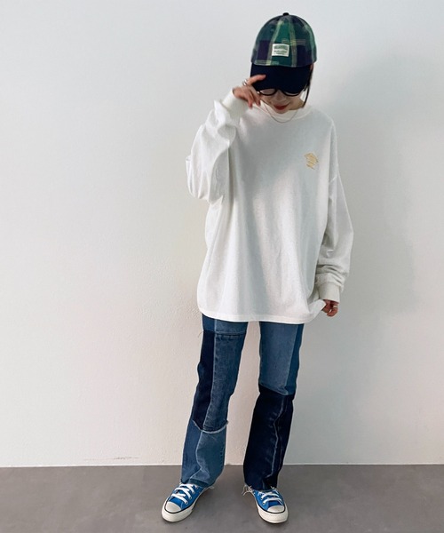ワンポイント刺繍ビッグロングTシャツ