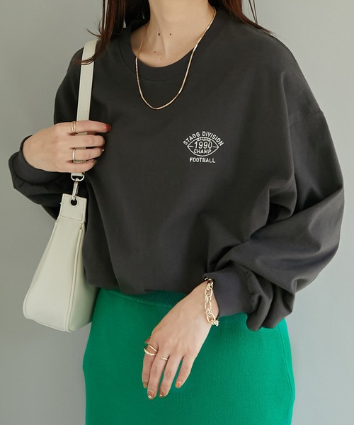 ワンポイント刺繍ビッグロングTシャツ