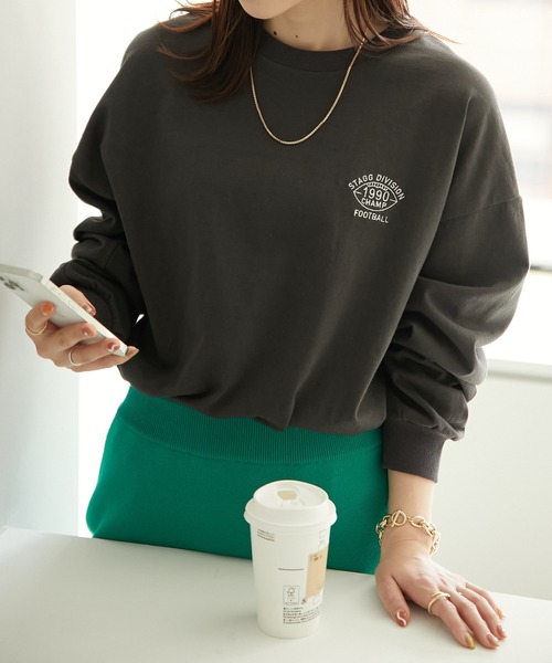 ワンポイント刺繍ビッグロングTシャツ