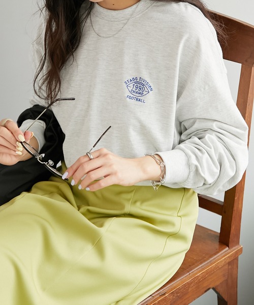 ワンポイント刺繍ビッグロングTシャツ