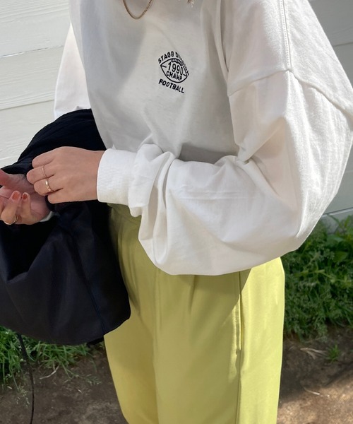 ワンポイント刺繍ビッグロングTシャツ
